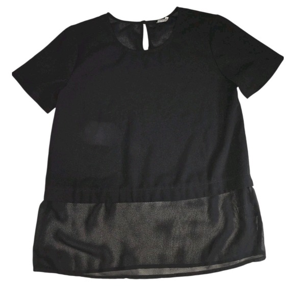 Paper Crane Womens Sheer Layered Shirt Size‎ Small Black Blouse Top - Picture 5 of 10